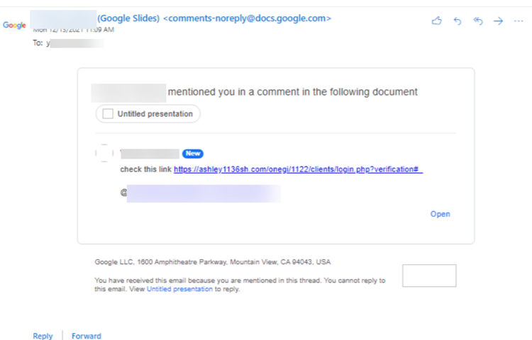 Google Slides Notification Email